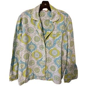 Victoria Secret Pajama‎ Set Size Small Paisley Print Lime Green/Blue